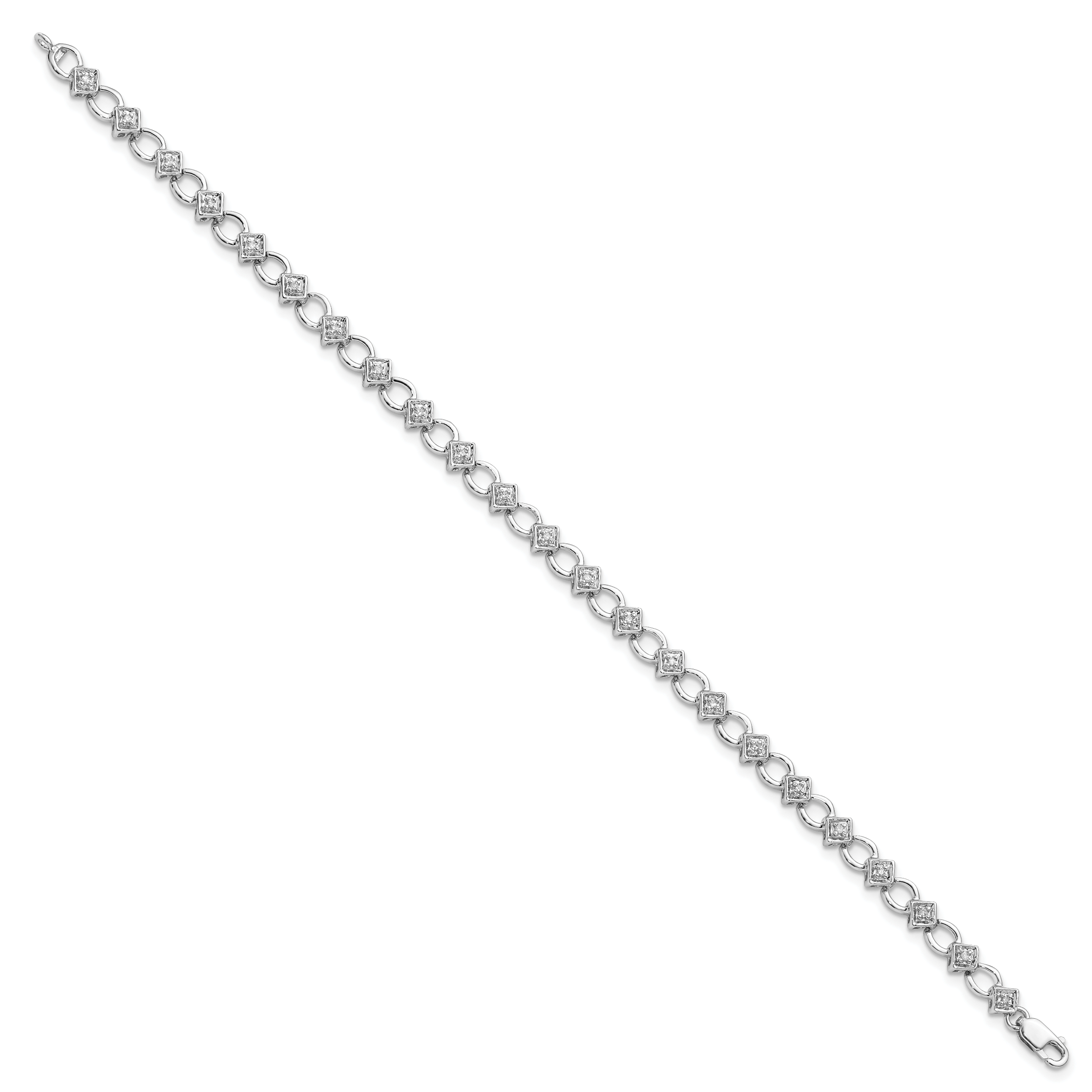 Sterling Silver Rhodium-plated Diam. Bracelet Secondary image