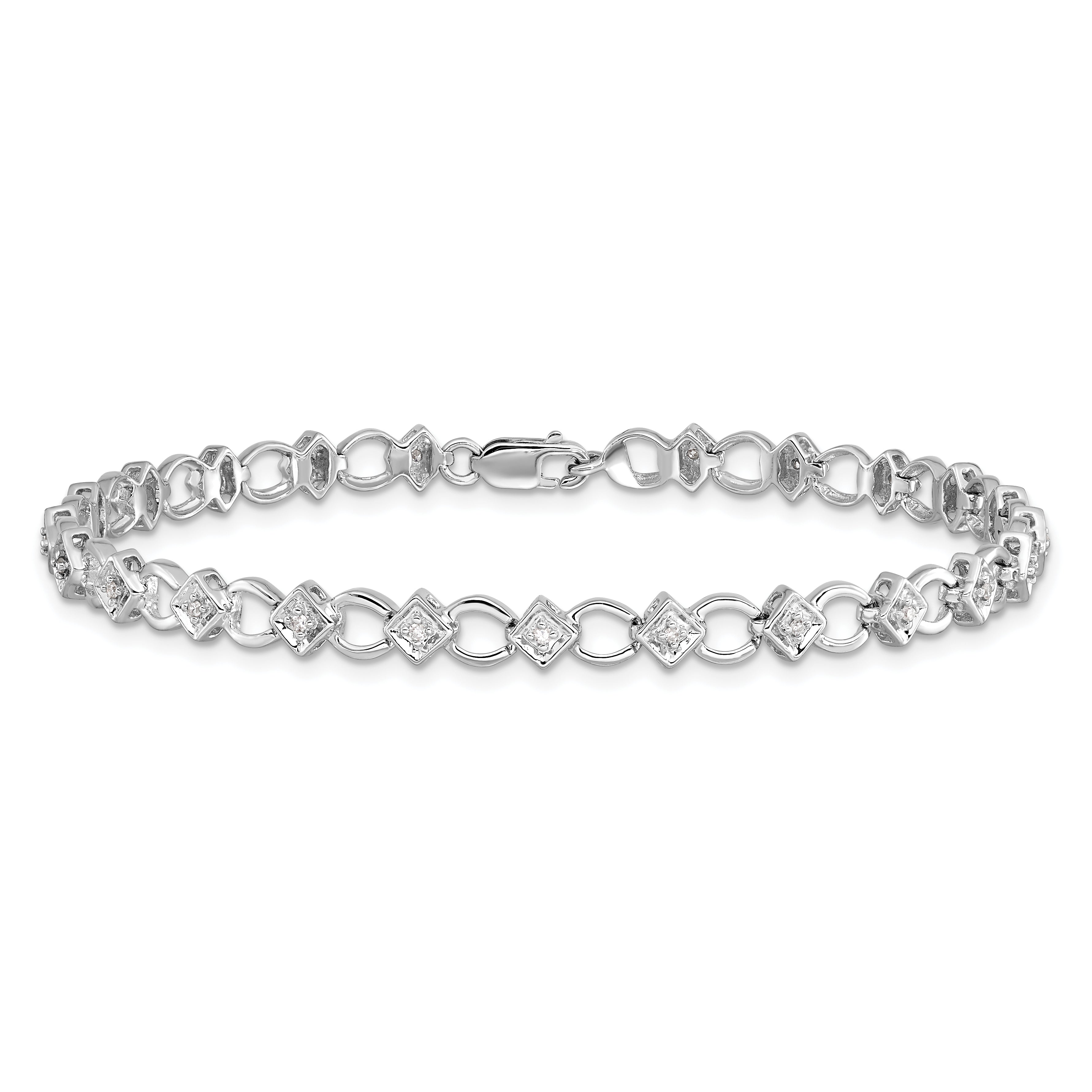 Sterling Silver Rhodium-plated Diam. Bracelet