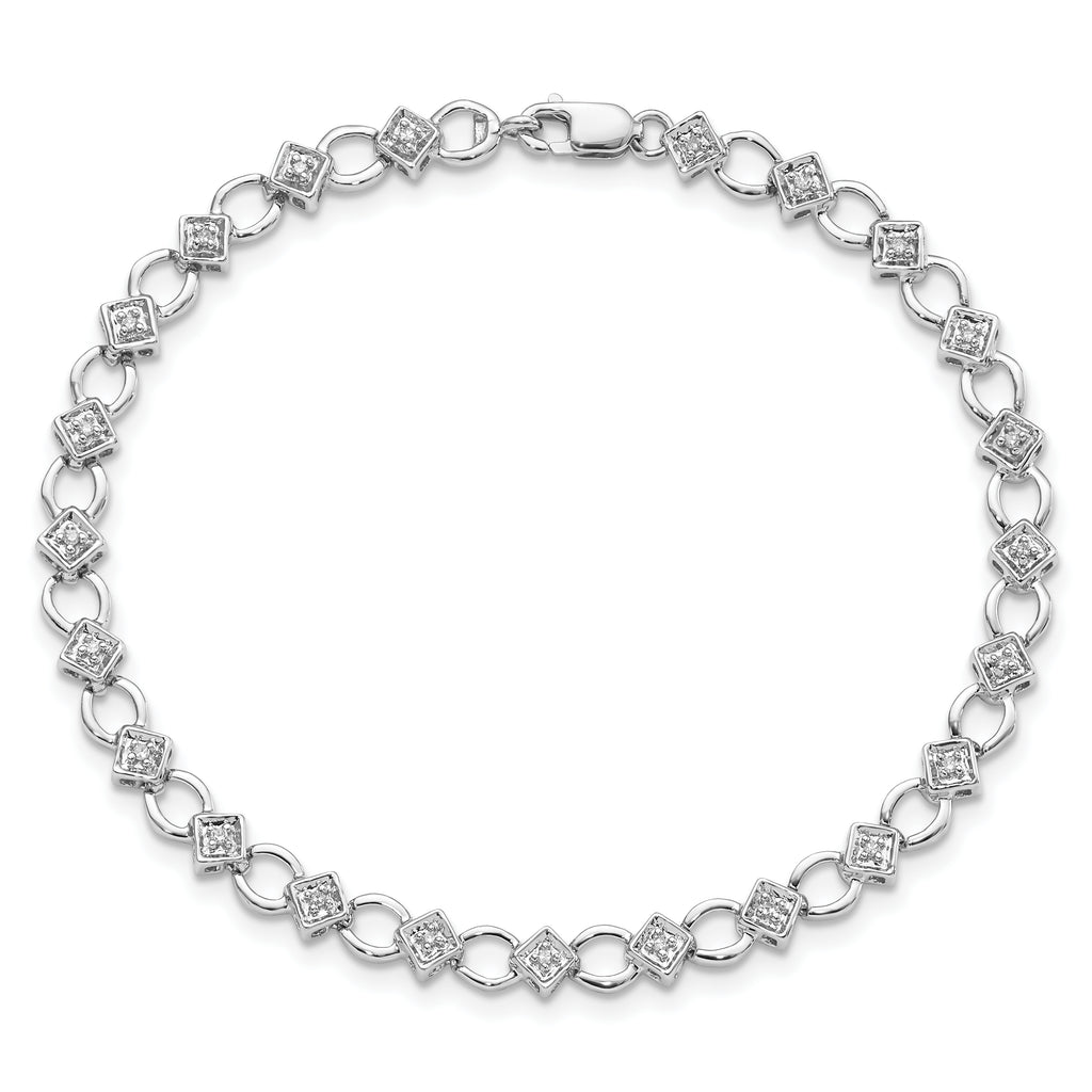 Sterling Silver Rhodium-plated Diam. Bracelet