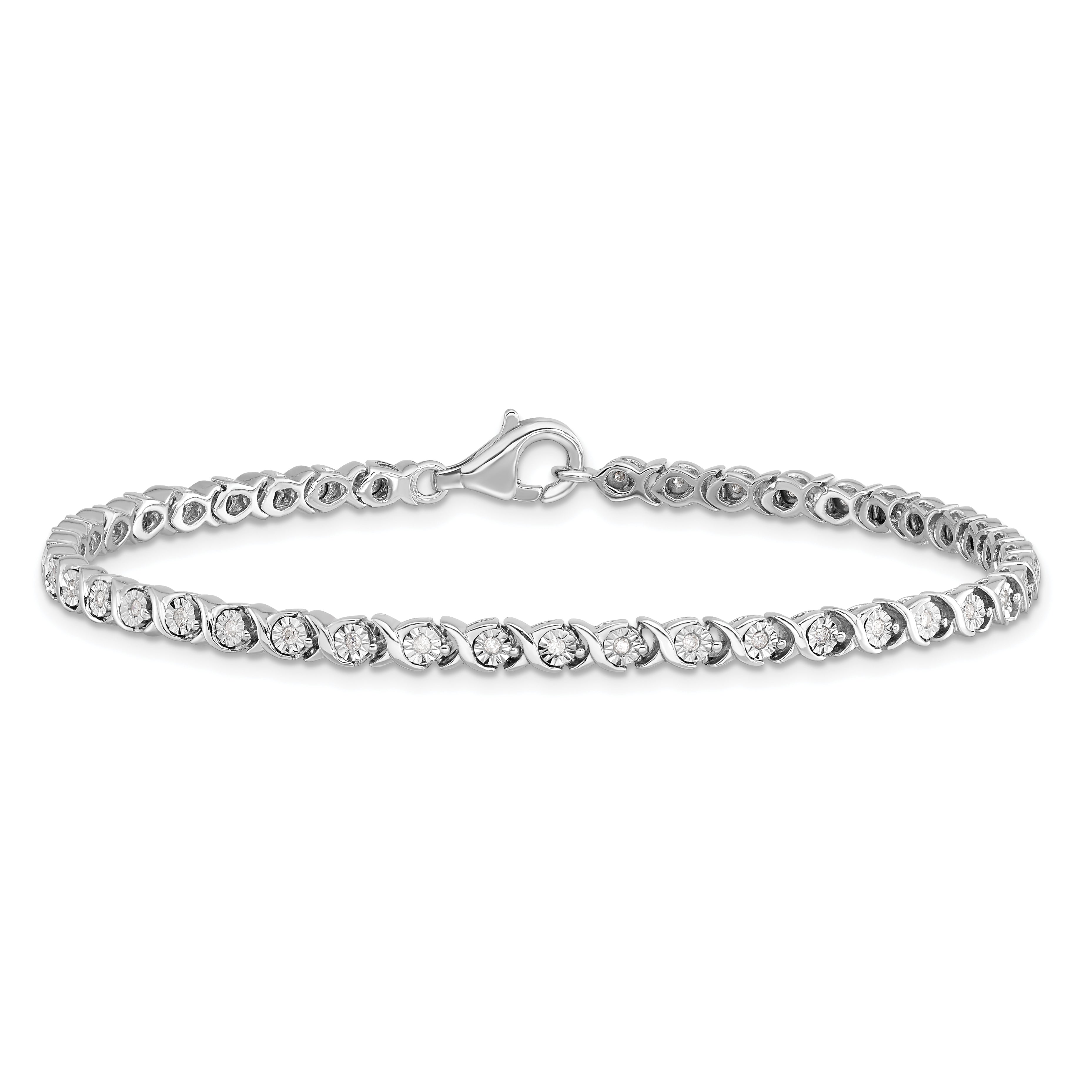 Sterling Silver Rhodium-plated Diam. Tennis Bracelet