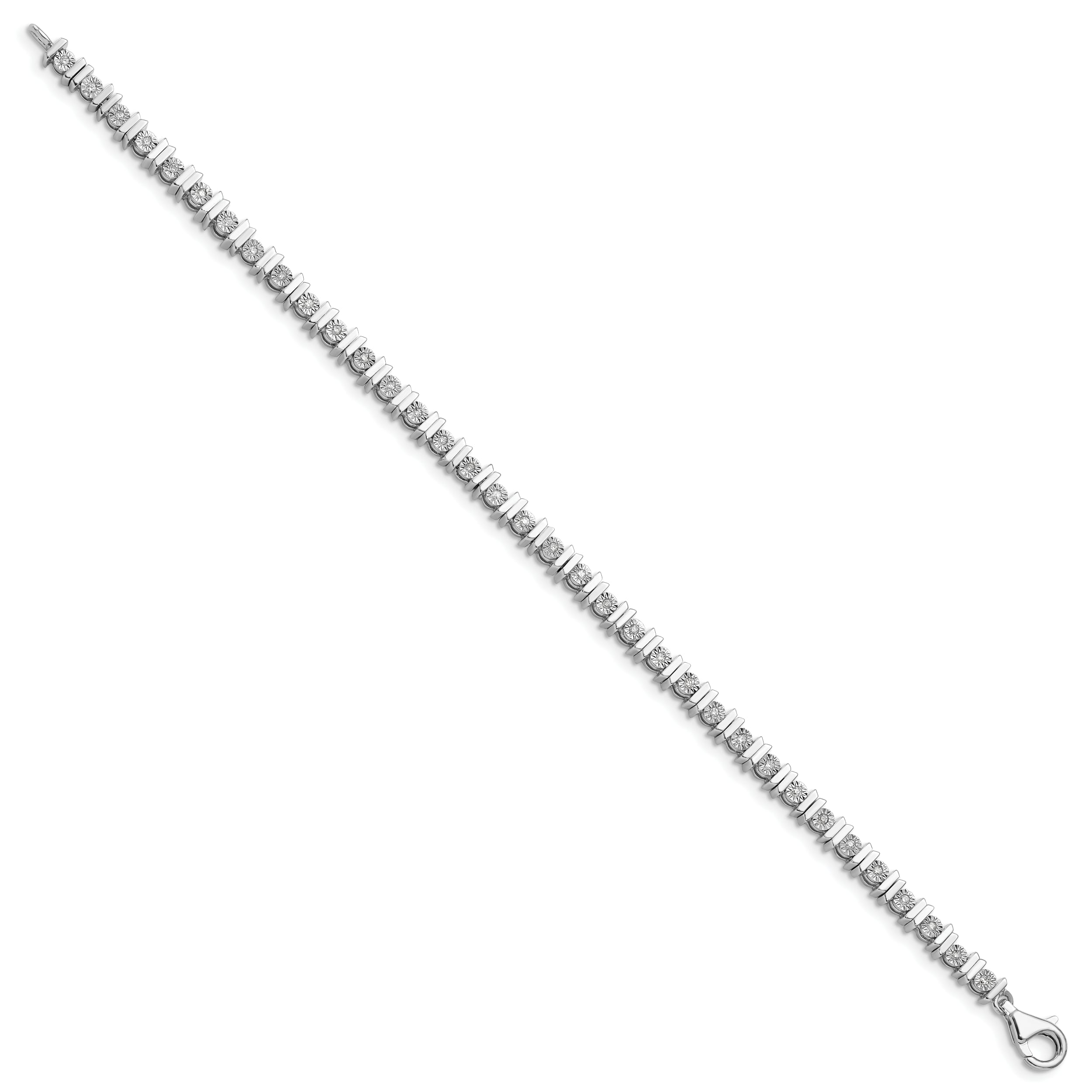 Sterling Silver Rhodium-plated Diam. Tennis Bracelet