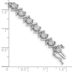 Sterling Silver Rhodium-plated Diam. X Bracelet - 7