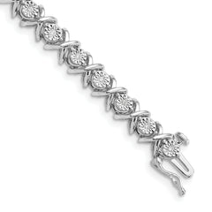 Sterling Silver Rhodium-plated Diam. X Bracelet