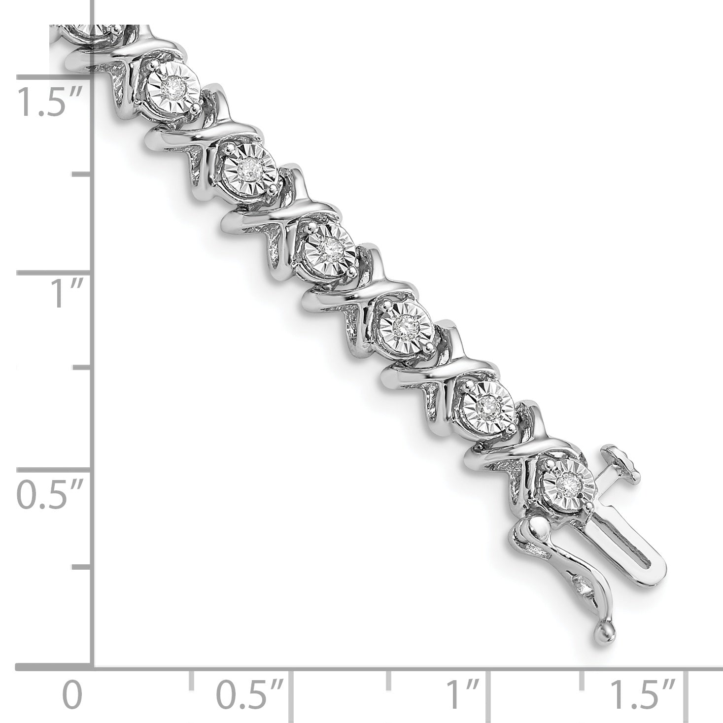 Sterling Silver Rhodium Plated Diamond Bracelet - 7
