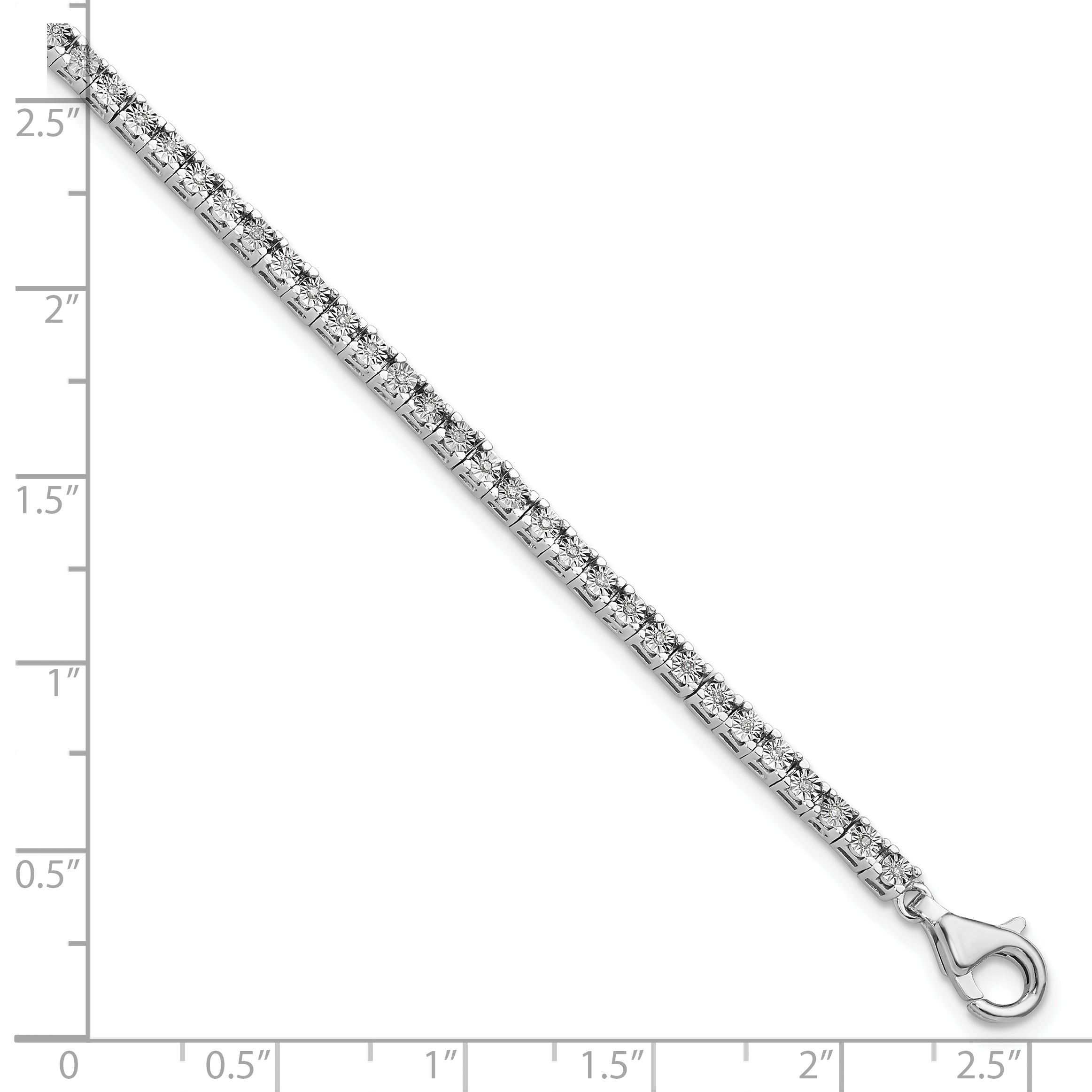 Sterling Silver Rhodium-plated Diam. Tennis Bracelet - 7