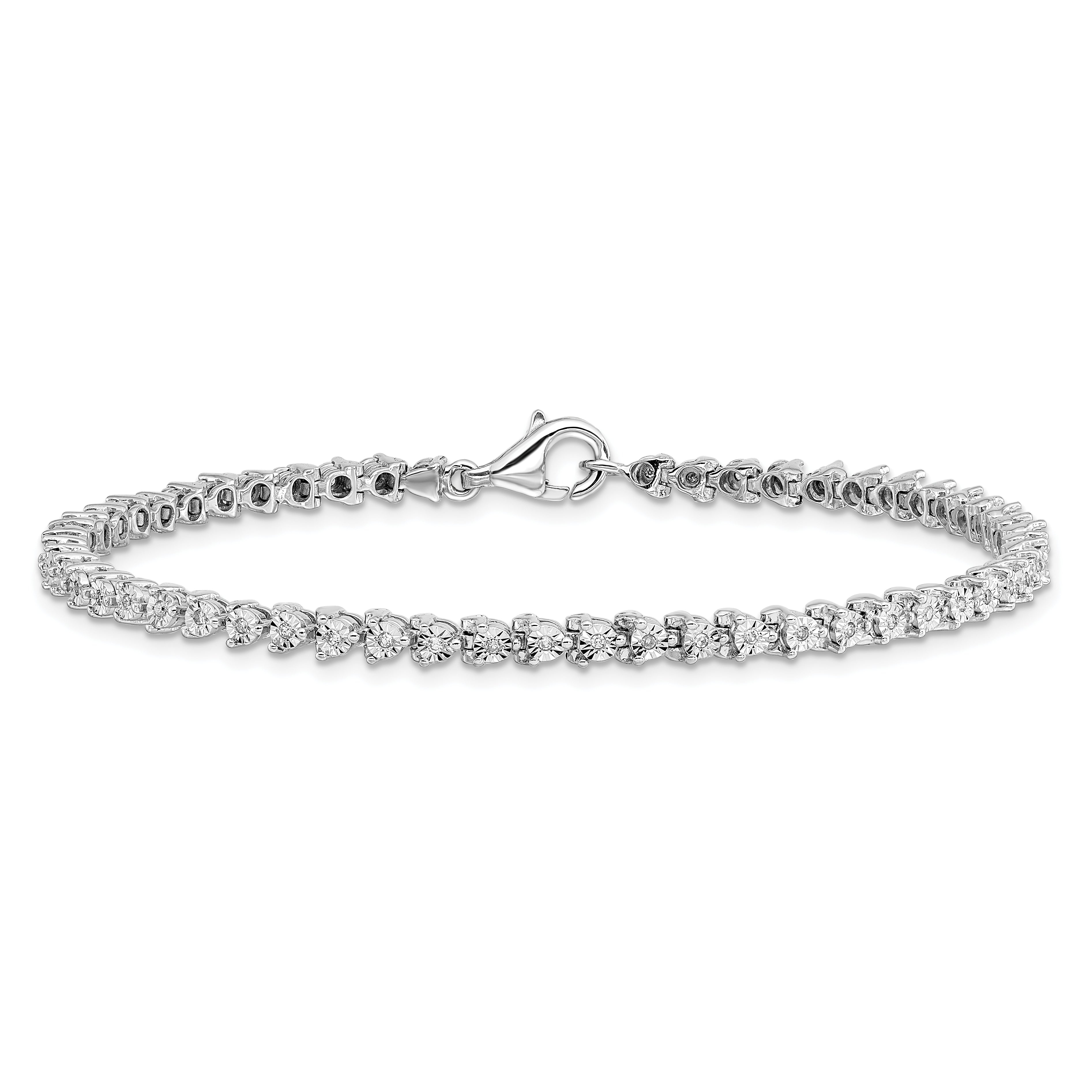 Sterling Silver Rhodium-plated Diam. Tennis Bracelet - 7