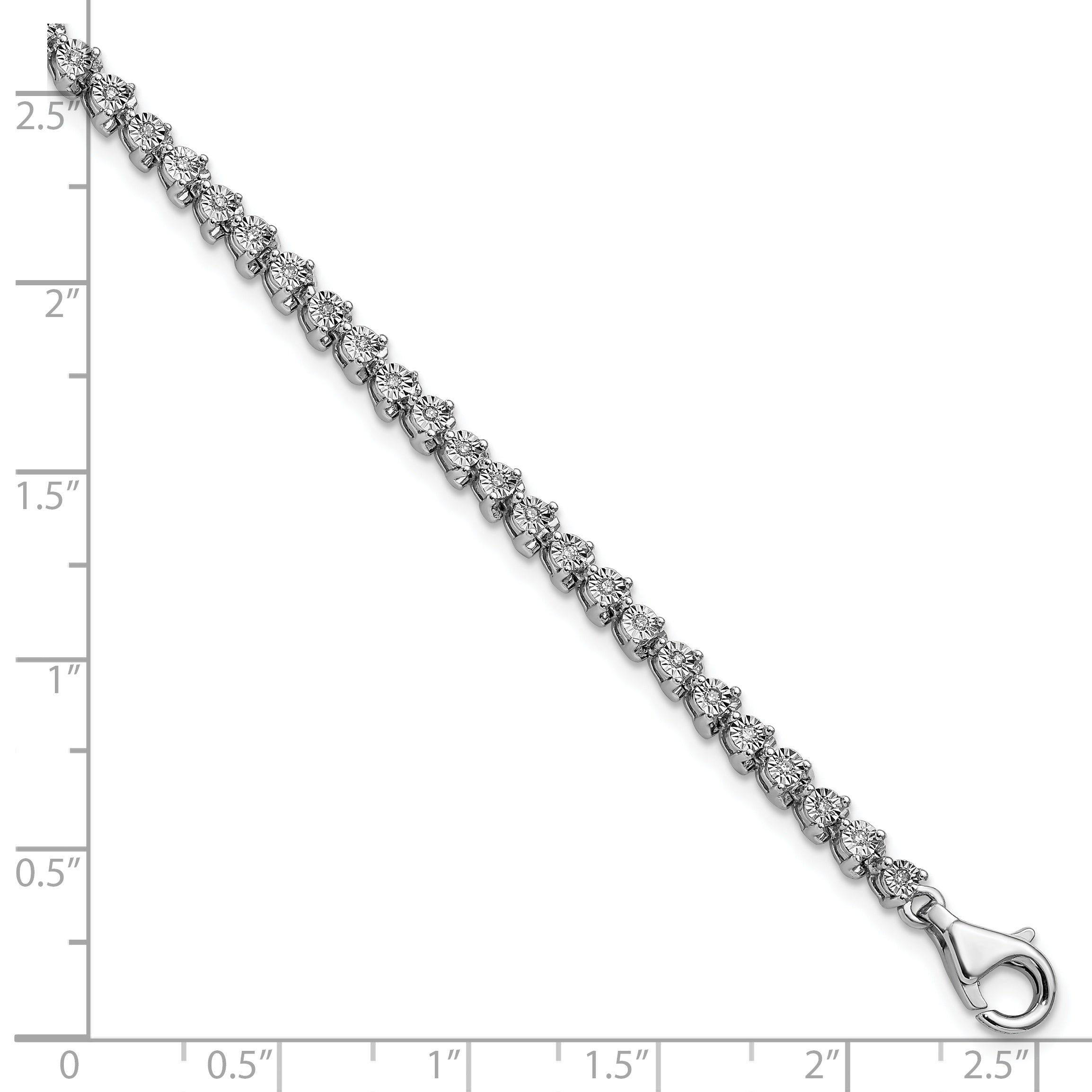 Sterling Silver Rhodium-plated Diam. Tennis Bracelet - 7
