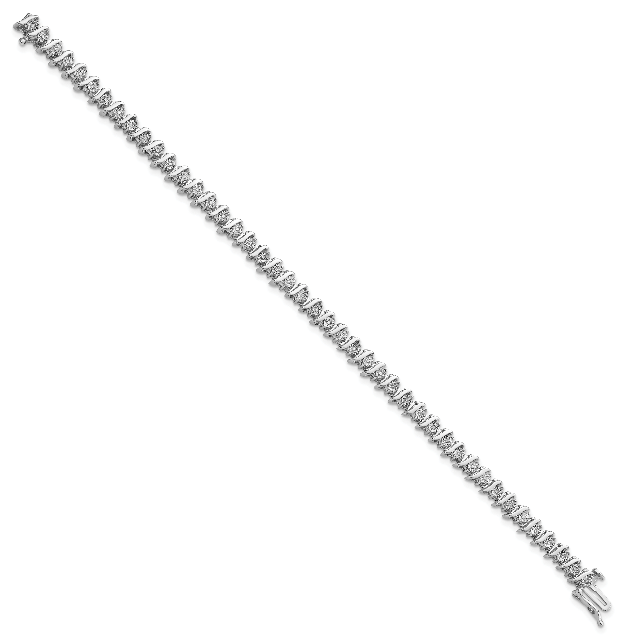 Sterling Silver Rhodium-plated Diam. Fancy Bracelet Secondary image