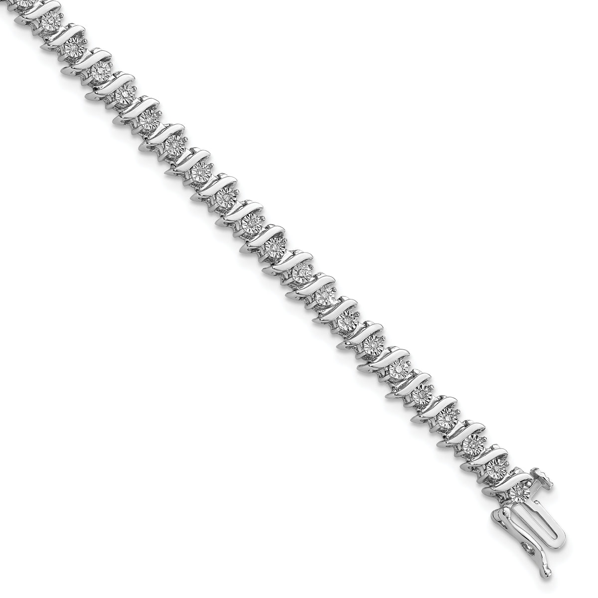 Sterling Silver Rhodium-plated Diam. Fancy Bracelet