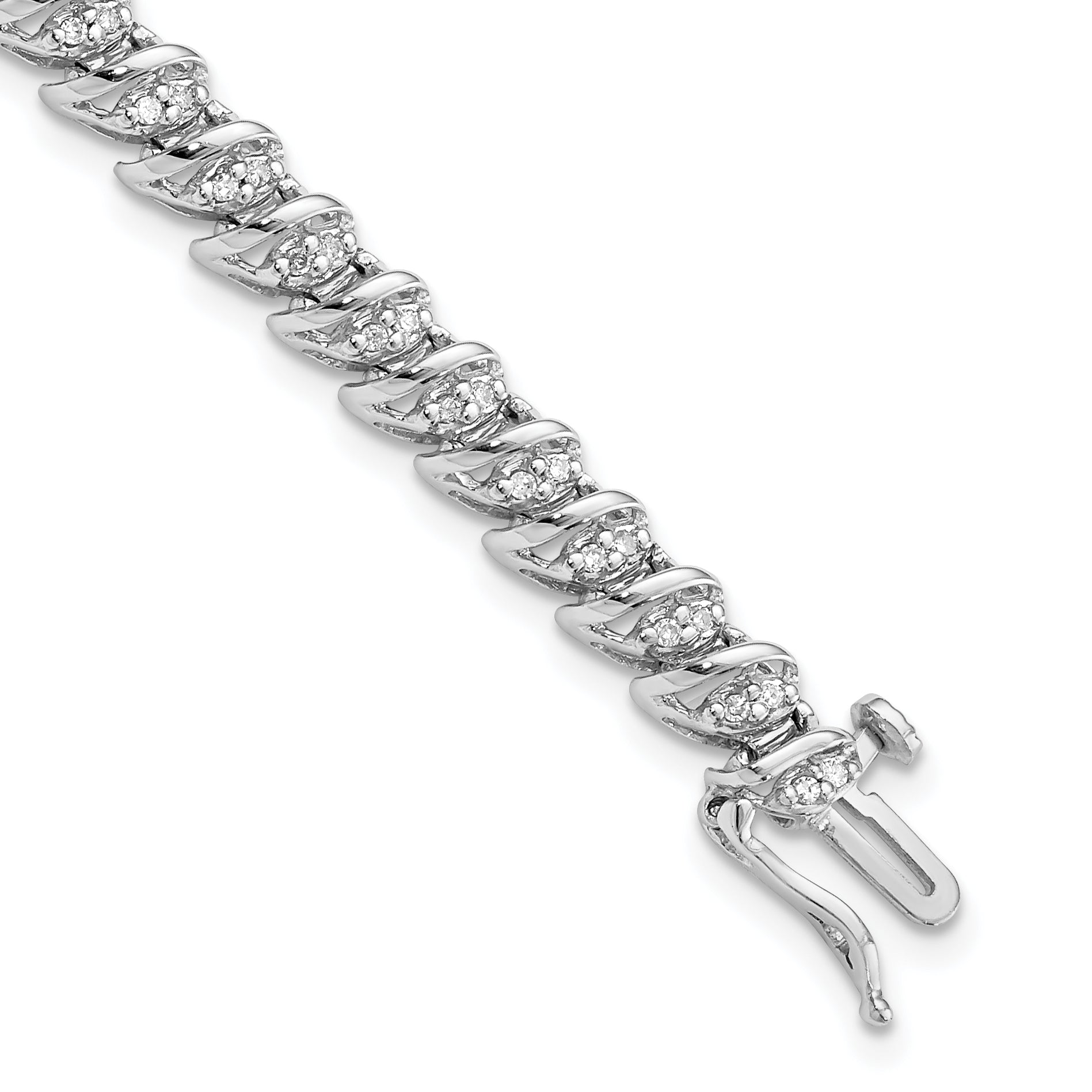 Sterling Silver Rhodium Plated Diamond Bracelet Main image