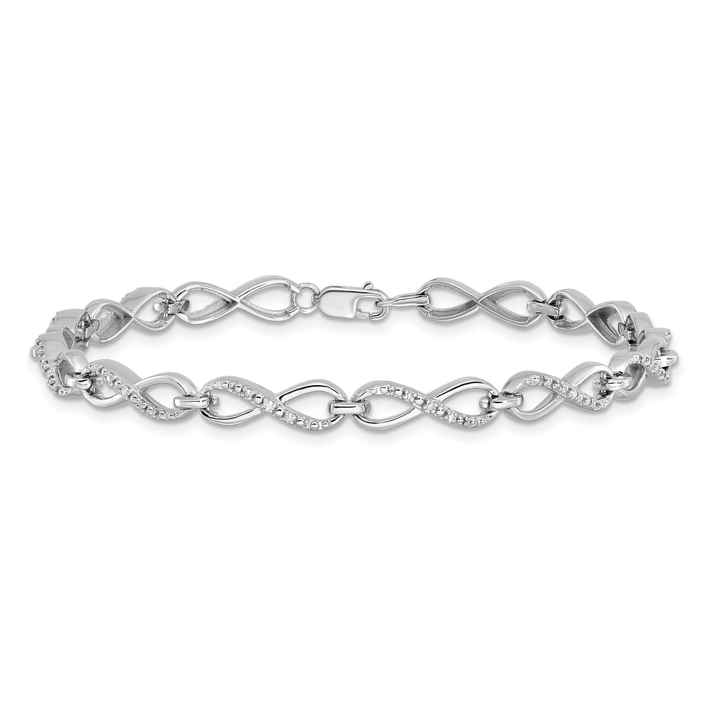 Sterling Silver Rhodium-plated Diam. Bracelet