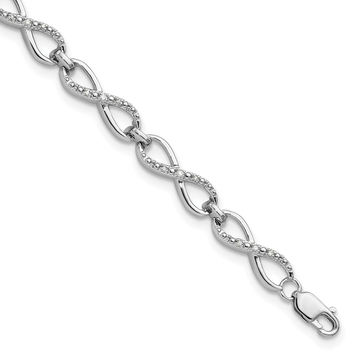 Sterling Silver Rhodium-plated Diam. Bracelet