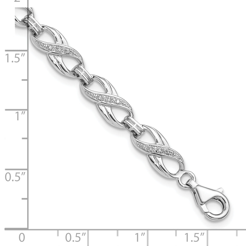 Sterling Silver Rhodium-plated Diam. Bracelet