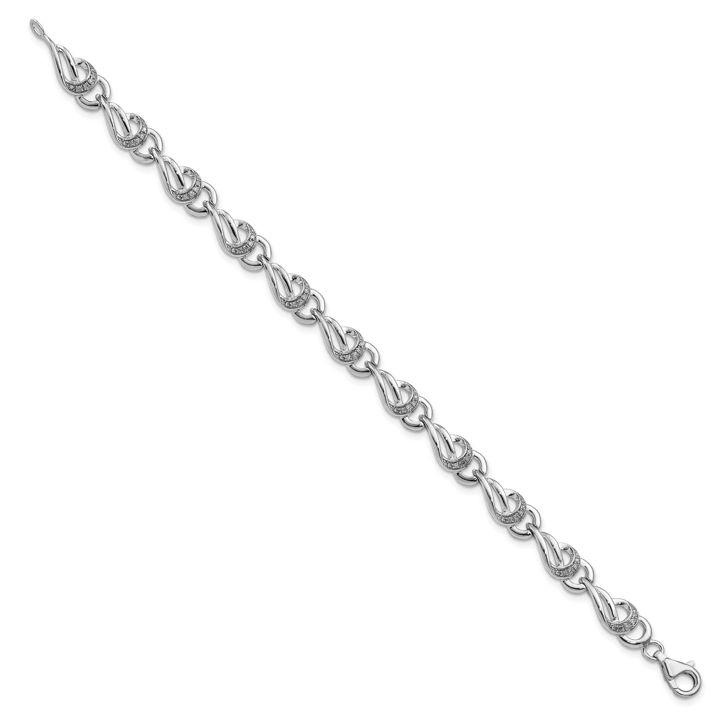 Sterling Silver Rhodium-plated Diam. Bracelet Secondary image