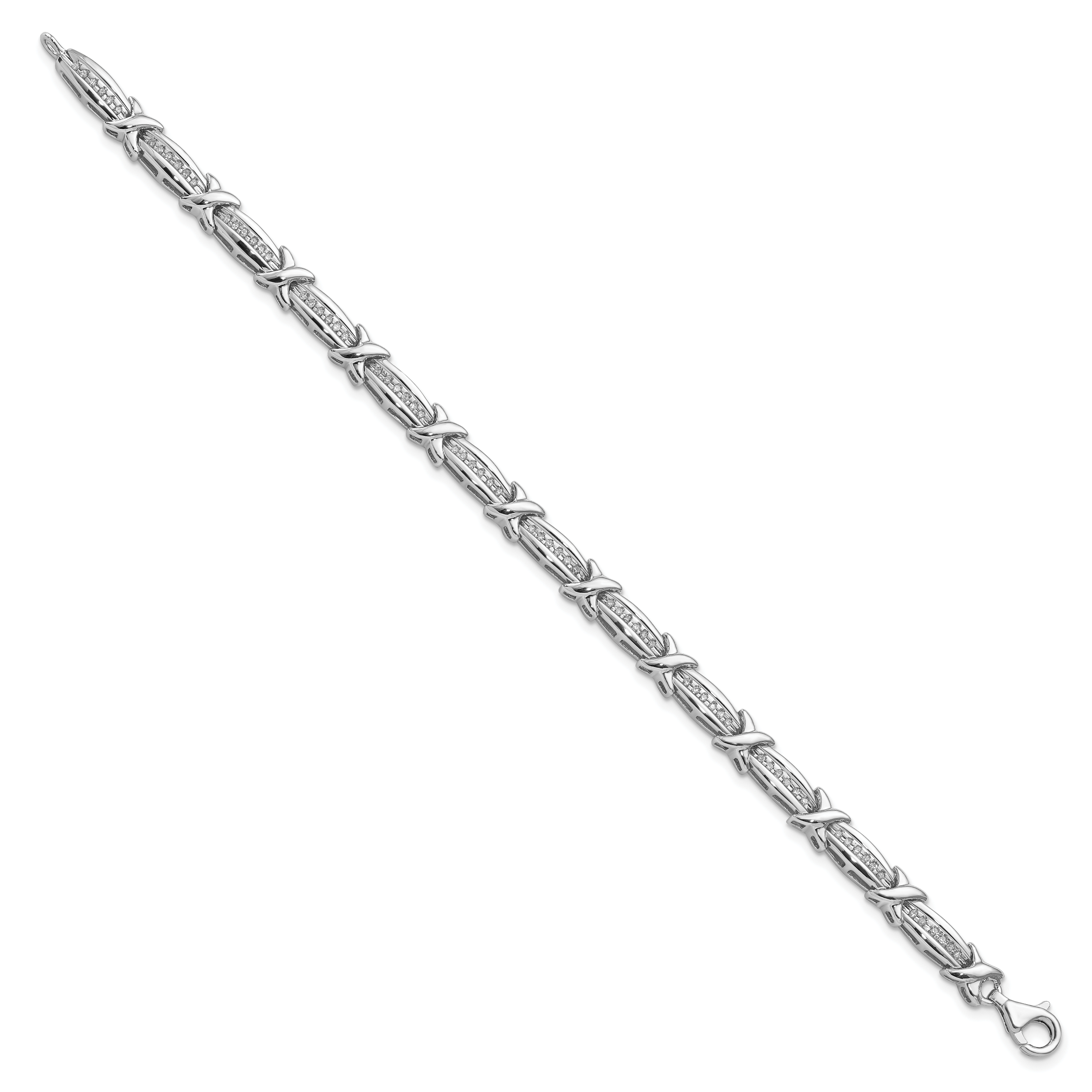 Sterling Silver Rhodium-plated Diam. Bracelet Secondary image
