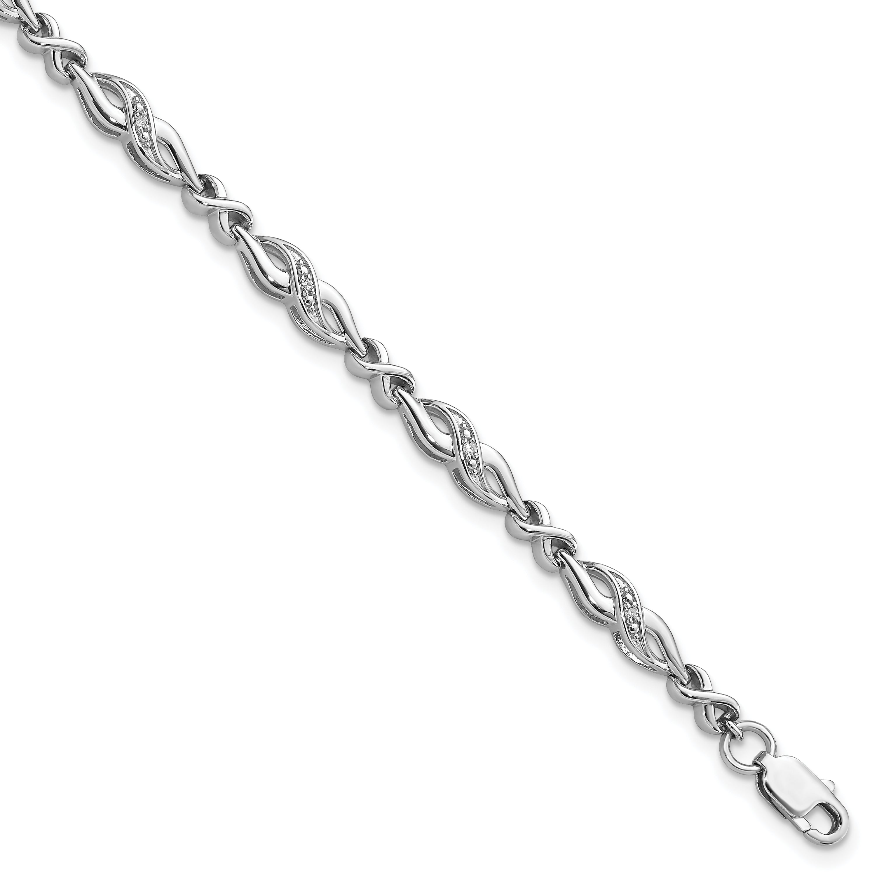 Sterling Silver Rhodium-plated Diam. Bracelet