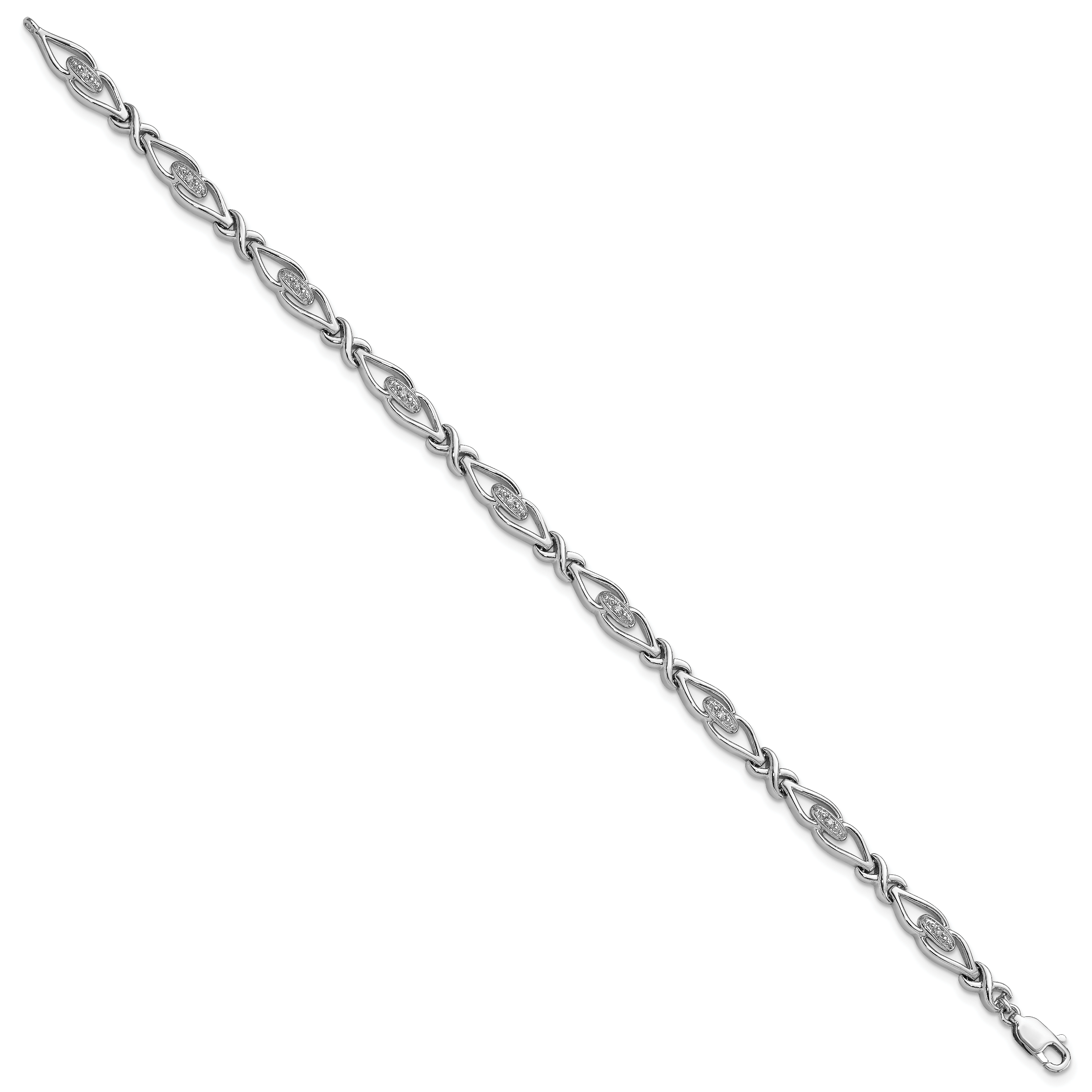 Sterling Silver Rhodium-plated Diam. Bracelet Secondary image