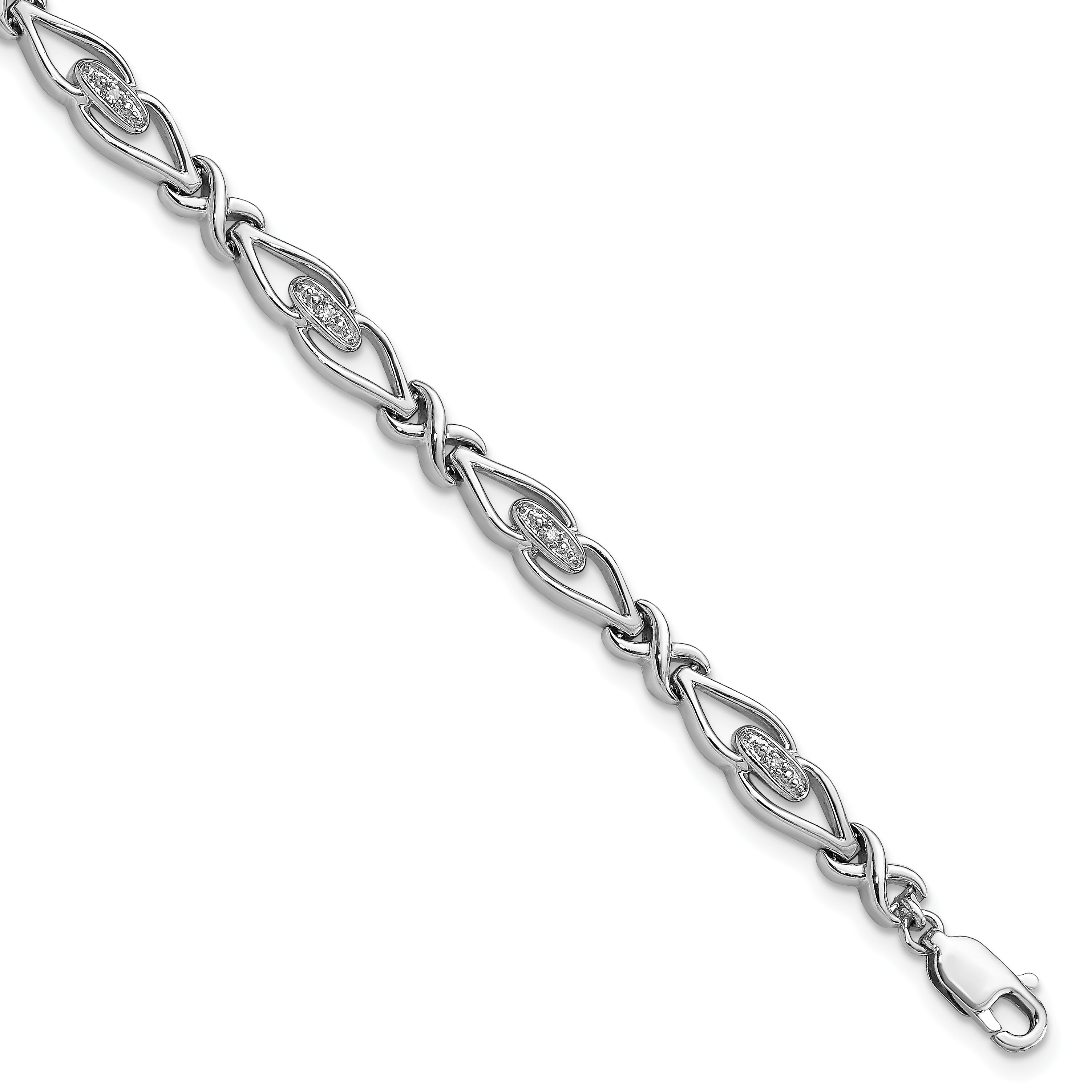 Sterling Silver Rhodium-plated Diam. Bracelet