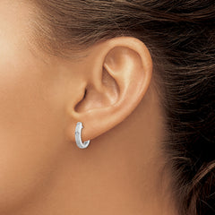 Sterling Silver Rhodium Diamond Hinged Hoop Earrings
