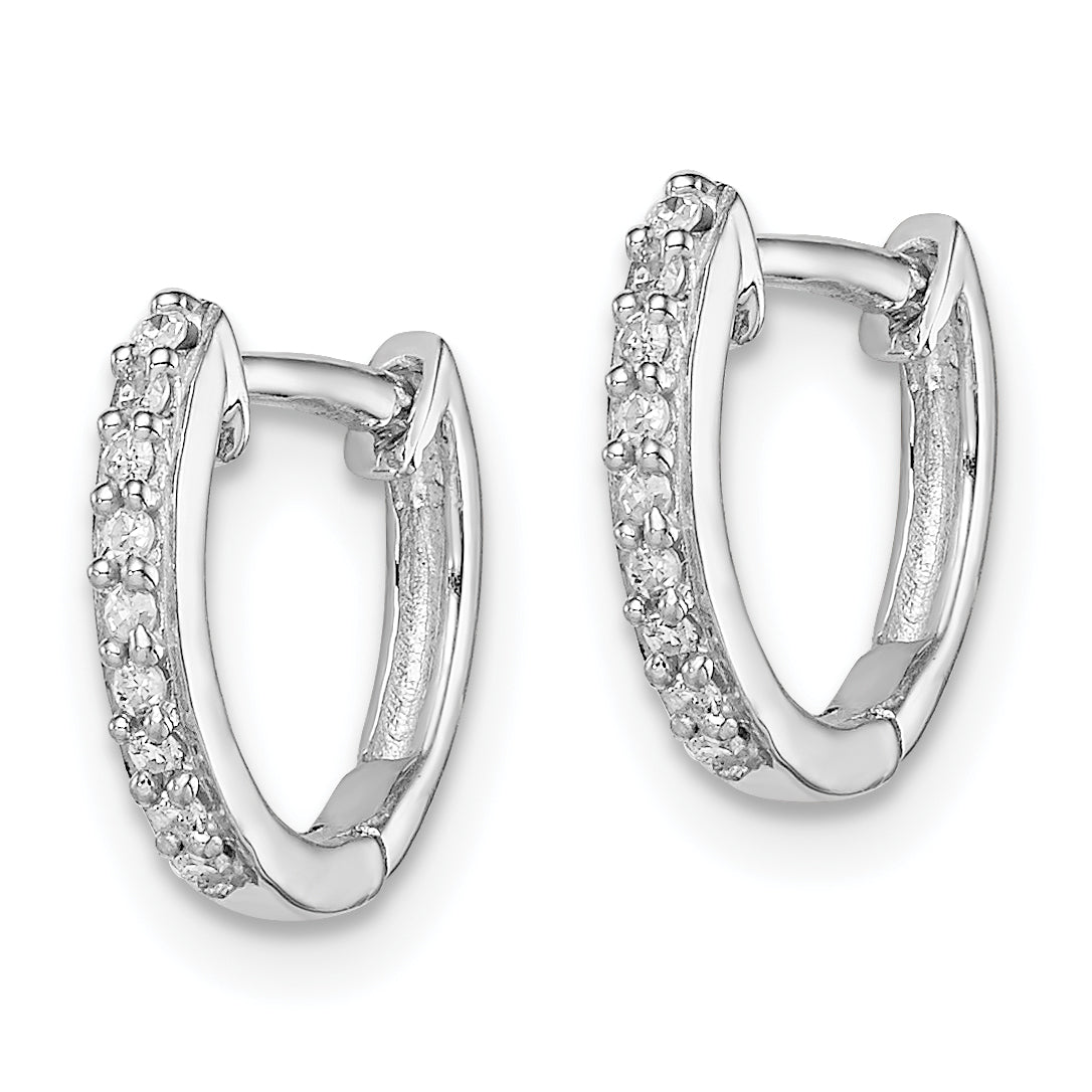 Sophia Jewelers 925 Sterling Silver Diamond Huggie Earrings with Rhodium Polished Finish