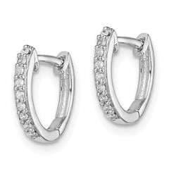Sophia Jewelers 925 Sterling Silver Diamond Huggie Earrings with Rhodium Polished Finish