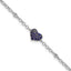 Sterling Silver Rhodium Diam. & Sapphire Heart Bracelet