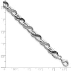 White Night Sterling Silver Rhodium-plated Black and White Diamond 7.5 Inch Bracelet