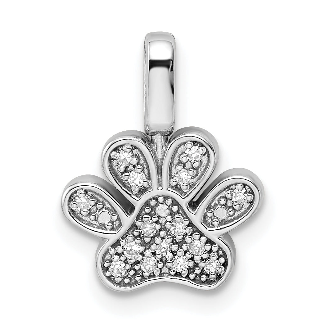 Sterling Silver Rhod 0.15ct. Blk & White Dia. Reversible Pawprint Pendant Main image