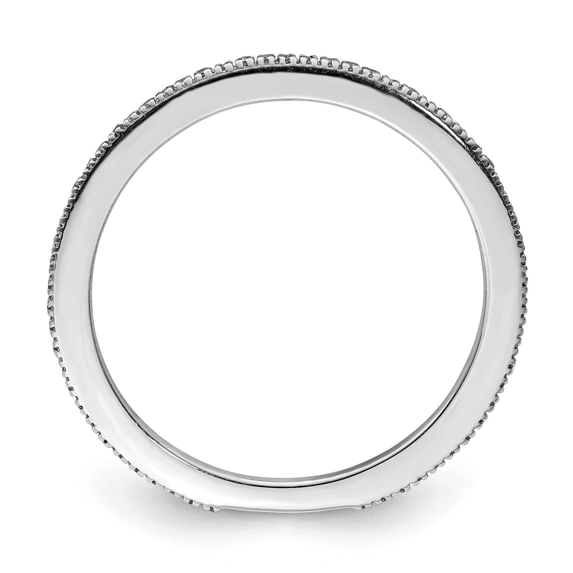 Sterling Silver Rhodium Plated Diamond Band Secondary image