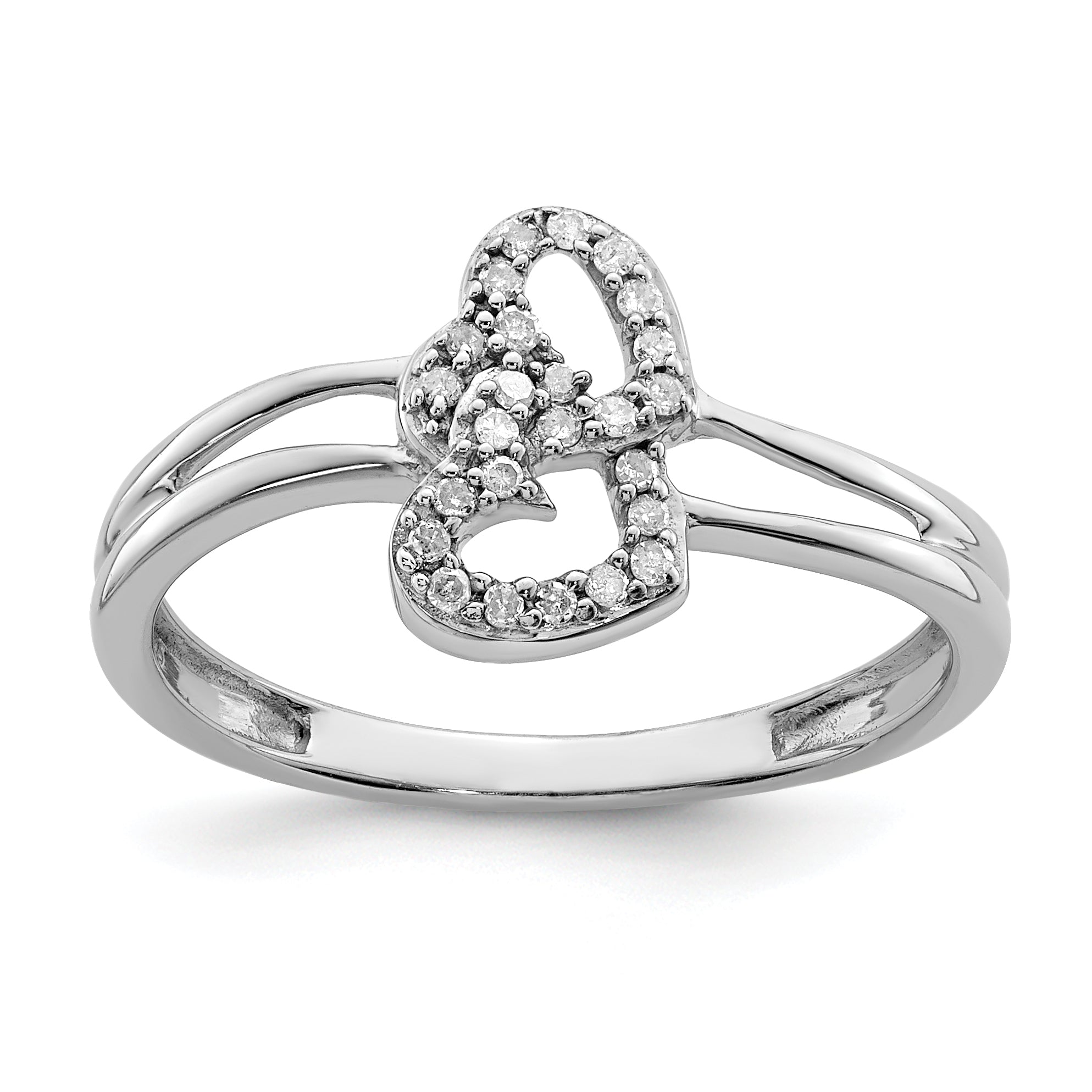 Sterling Silver Rhodium PlatedDiamond Heart Ring Main image