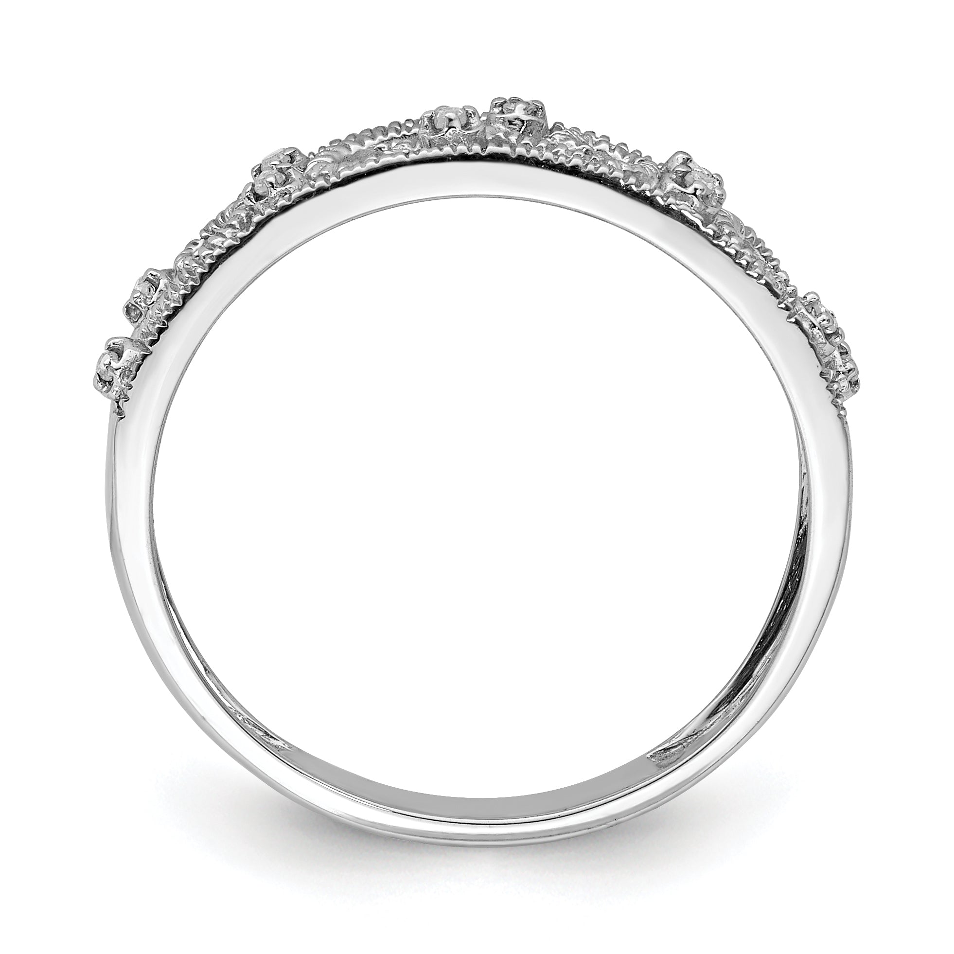 Sterling Silver Rhodium Plated Fancy Diamond Band