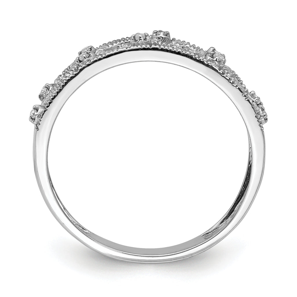 Sterling Silver Rhodium Plated Fancy Diamond Band