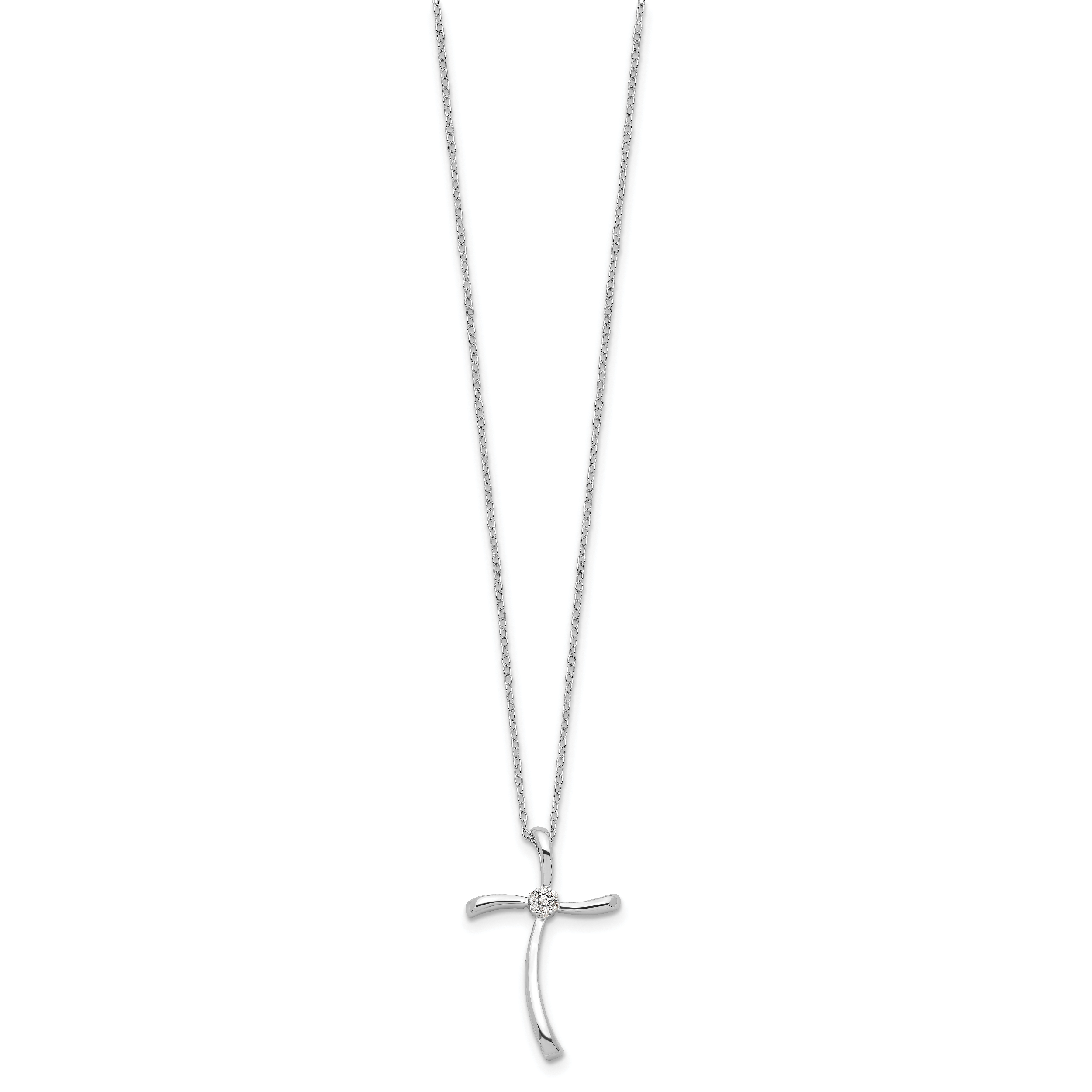 Sophia Jewelers 925 Sterling Silver Diamond Cross Necklace Polished Rhodium-Plated Secondary image