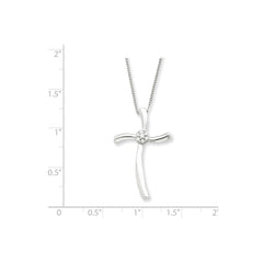 Sterling Silver Rhodium-plated Diamond Cross Necklace