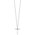 Sterling Silver Diamond Eternal Life Cross Necklace with Rhodium Polish