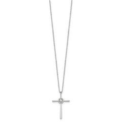 Sterling Silver Diamond Rhodium-plated Eternal Life Cross Necklace
