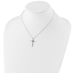 Sterling Silver Diamond Eternal Life Cross Necklace with Rhodium Polish