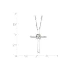 Sterling Silver Diamond Rhodium-plated Eternal Life Cross Necklace