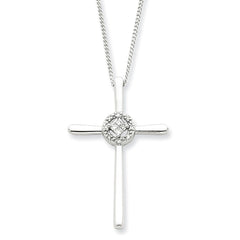 Sterling Silver Diamond Rhodium-plated Eternal Life Cross Necklace