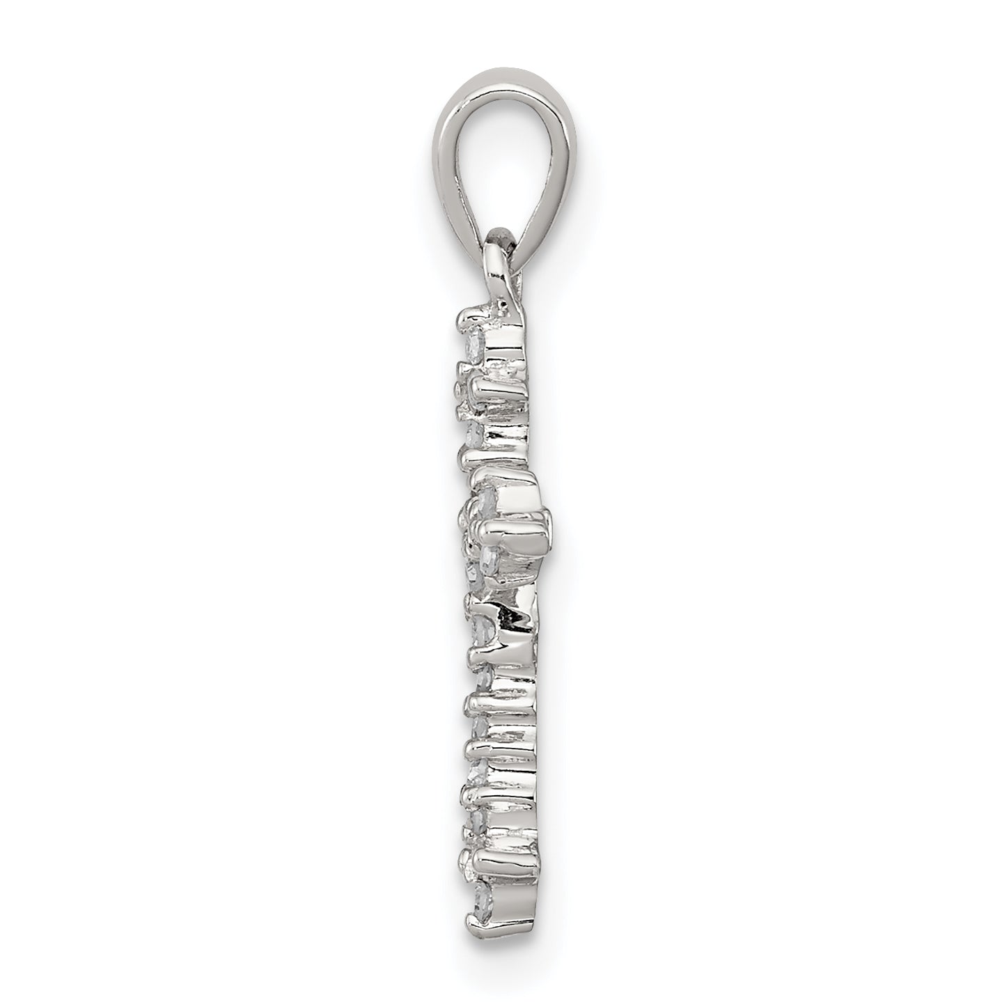 Sterling Silver Rhodium Diamond Cross Pendant Secondary image