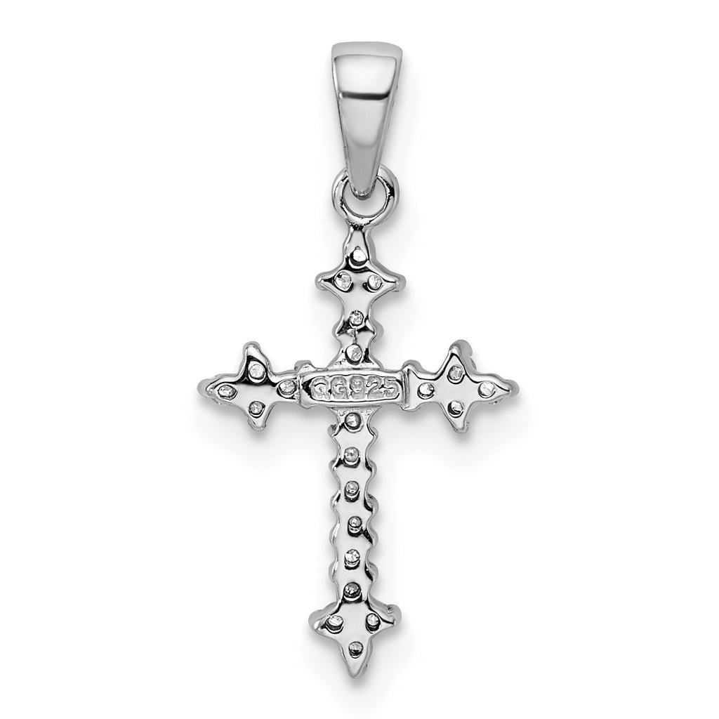 Sterling Silver Rhodium Diamond Cross Pendant