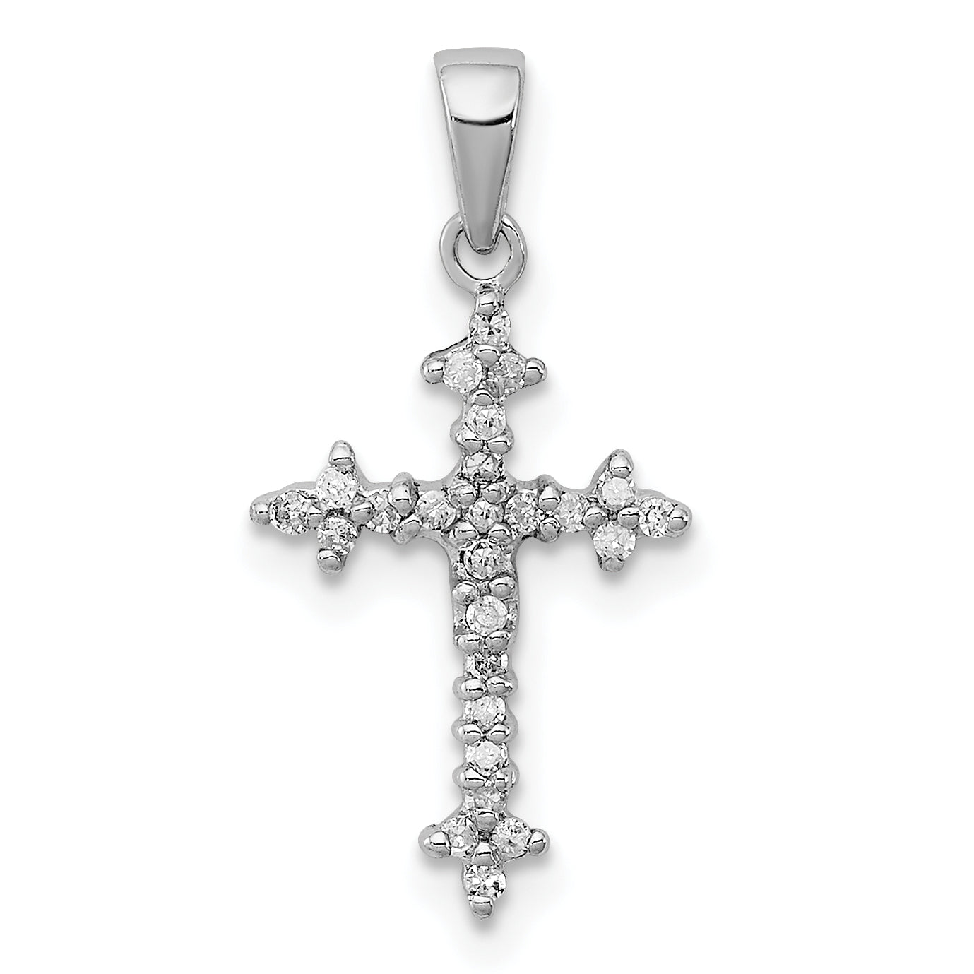 Sterling Silver Rhodium Diamond Cross Pendant Main image
