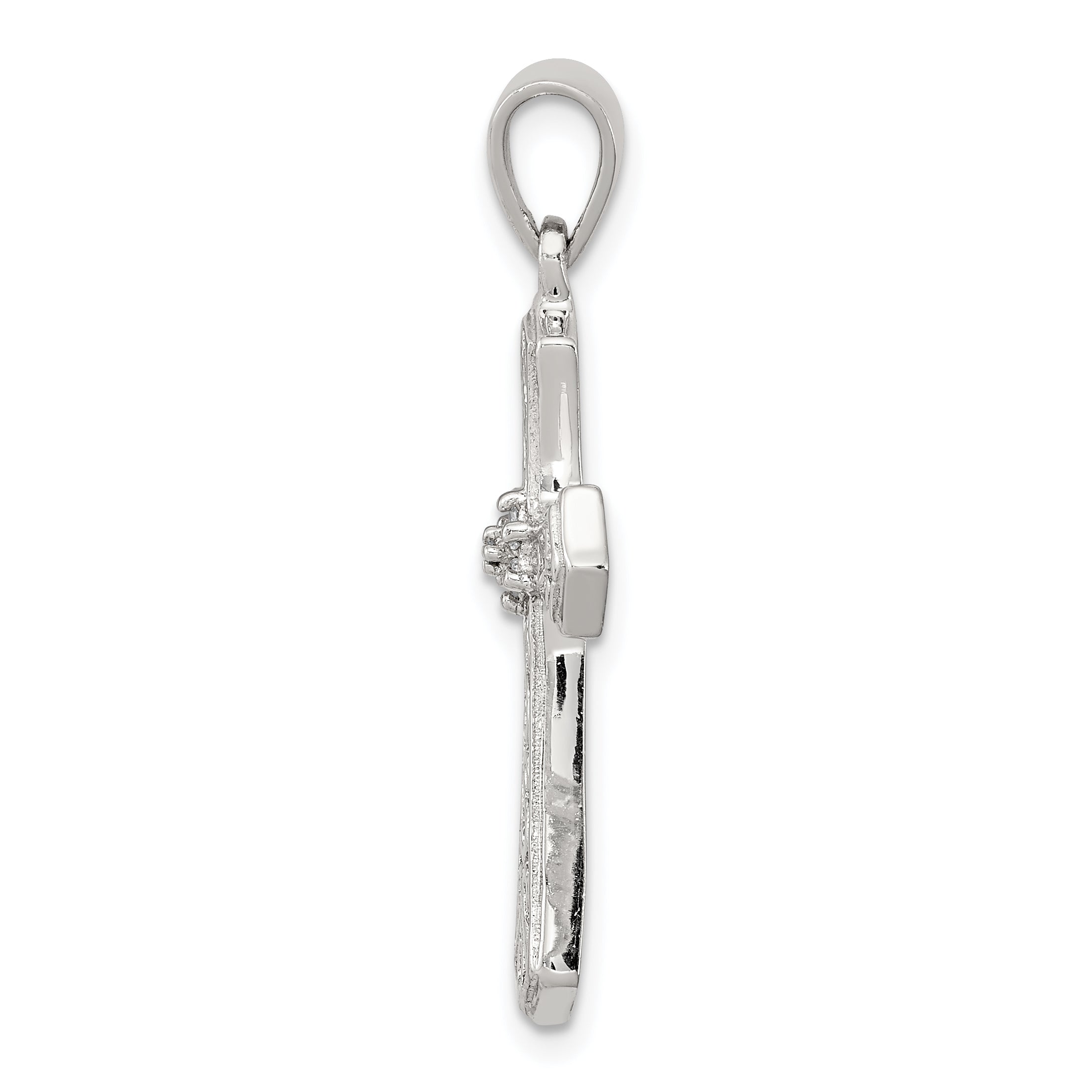 Sterling Silver Rhodium Diamond Cross Pendant Secondary image