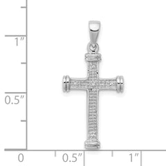 Sterling Silver Rhodium Diamond Cross Pendant