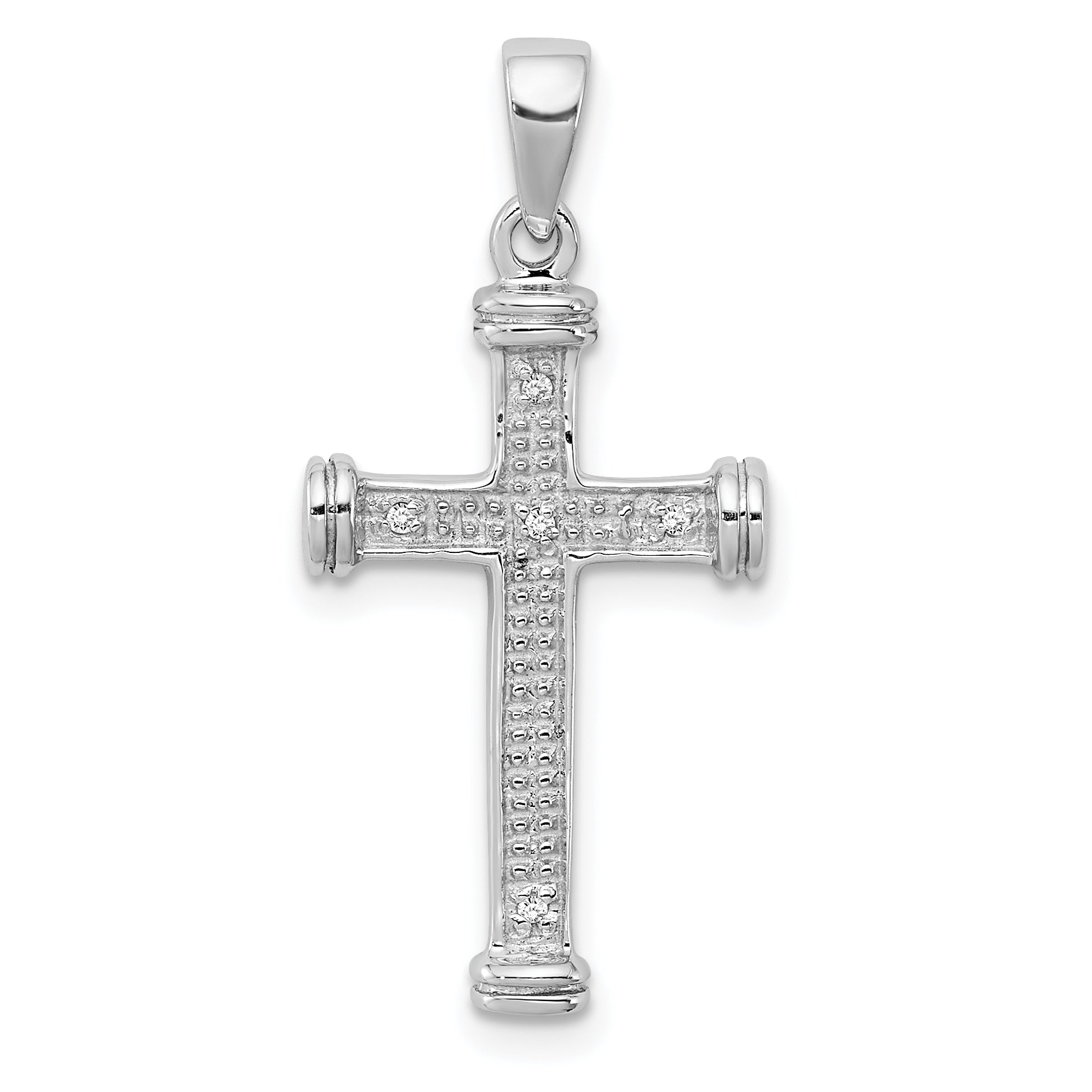 Sterling Silver Rhodium Diamond Cross Pendant