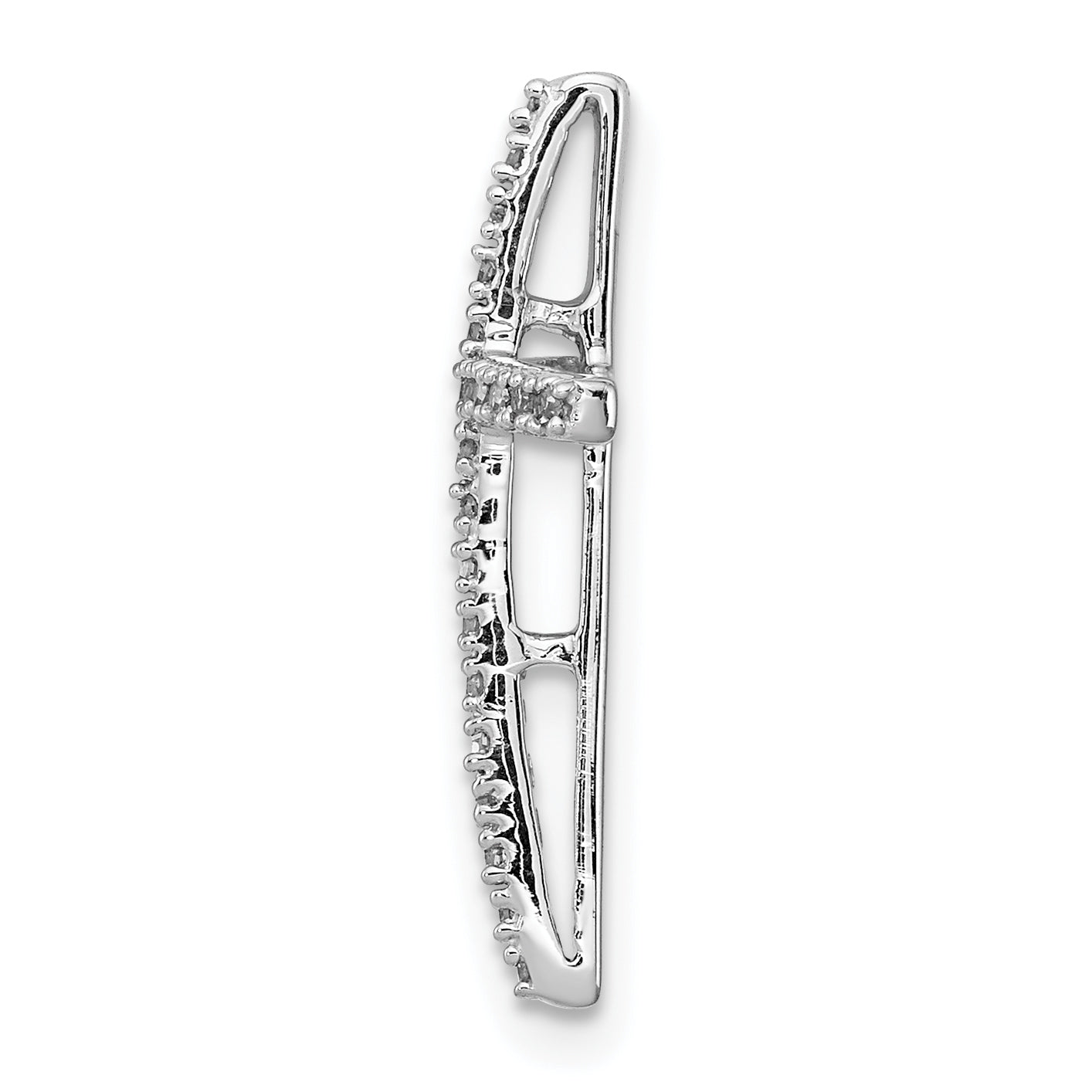 Sterling Silver Rhodium-plated Diamond Cross Chain Slide Secondary image