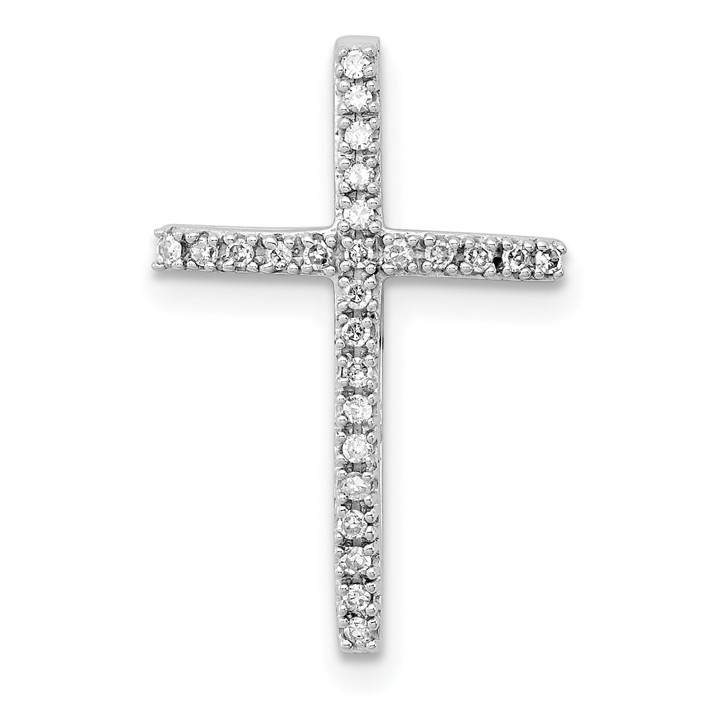 Sterling Silver Rhodium-plated Diamond Cross Chain Slide Main image