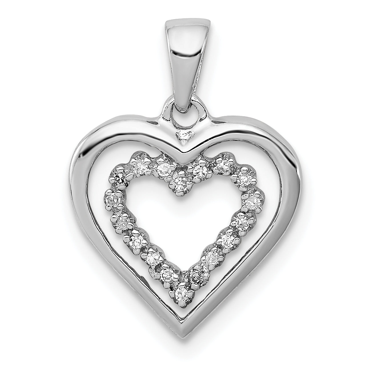 Sterling Silver Rhodium-Plated Diamond Heart Pendant Main image