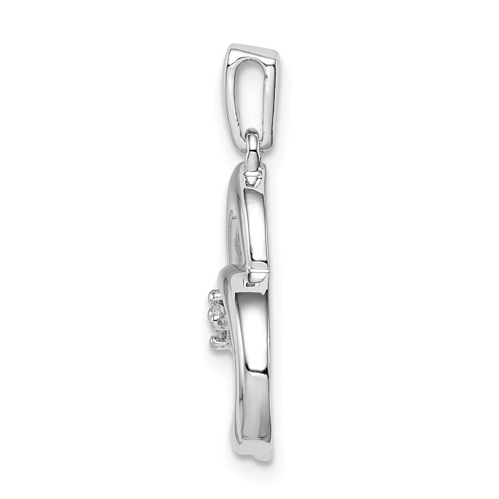 Sterling Silver Rhodium Diam. Heart Pendant