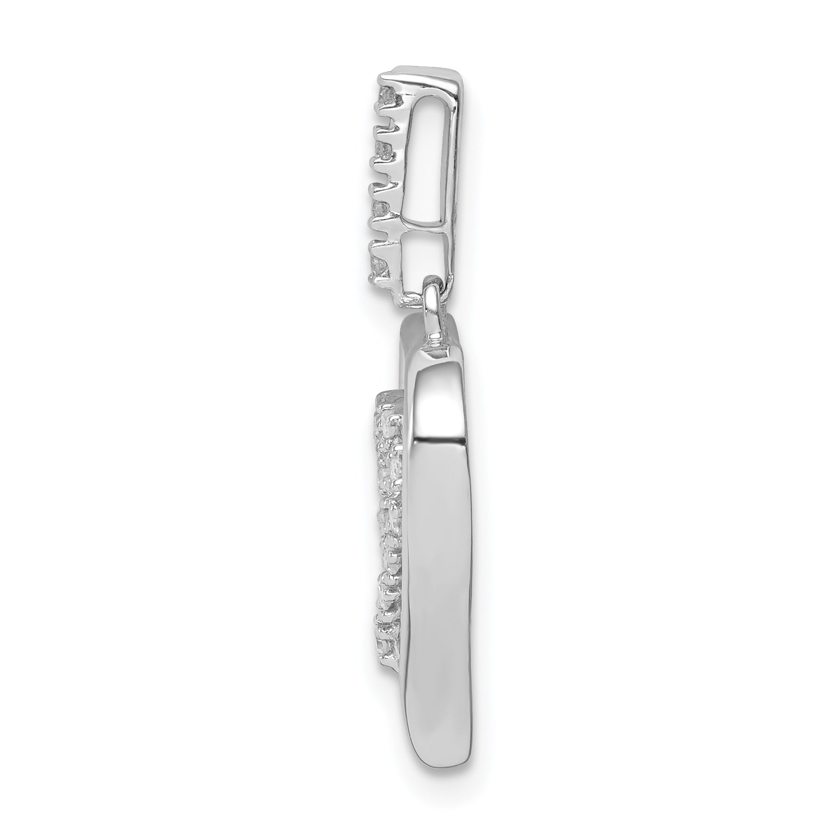 Sterling Silver Rhodium Diam. Heart Pendant Secondary image